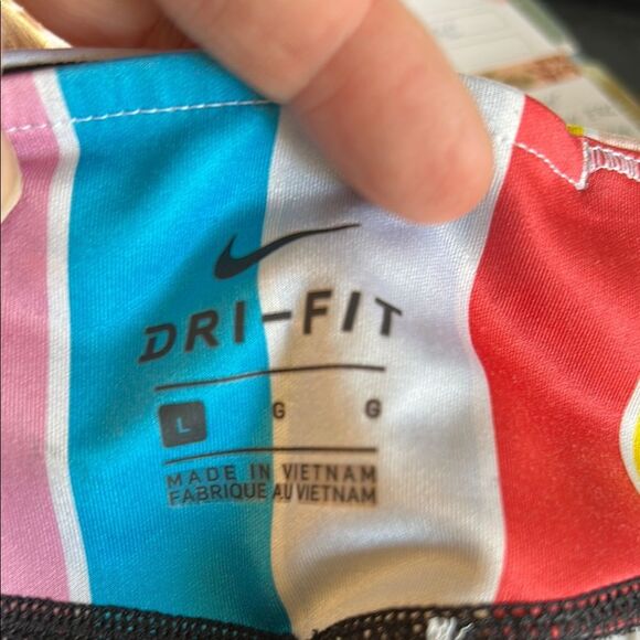 NIKE Dri-Fit Large Black Rainbow Cropped Leggings Compression Stretch Athletic - Picture 5 of 7